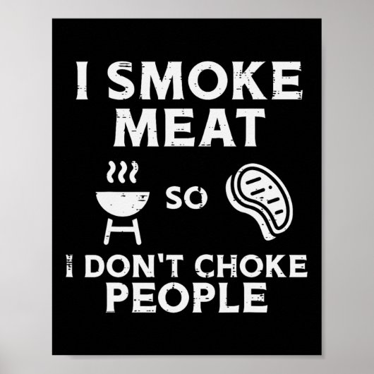 人を絞め殺さないように肉を焼く 面白いBBQバーベキュー ポスター (正面)