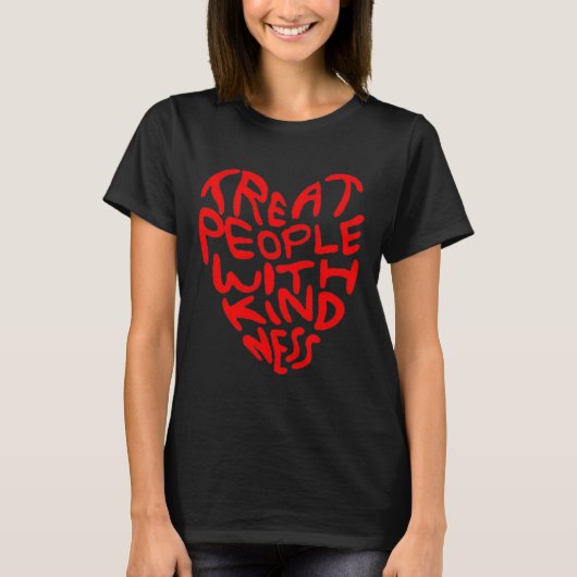 人を親切に扱うハートデザイン Tシャツ (正面)