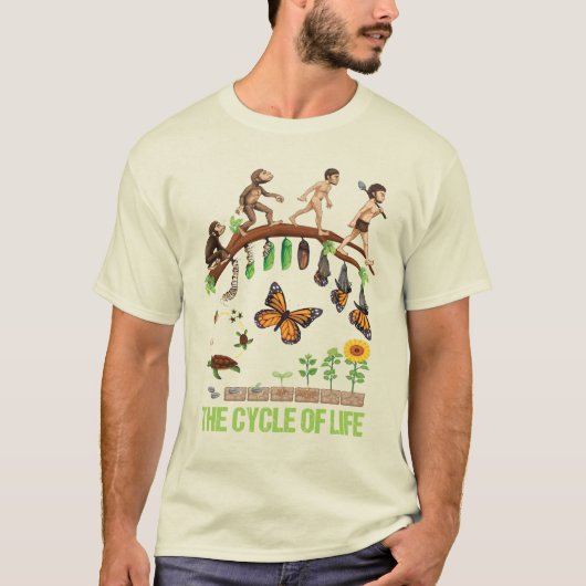 人を配置するべき生命進化の霊長目繭の蝶 Tシャツ (正面)