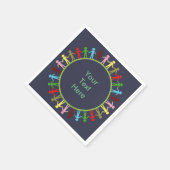 人カラフルの輪のカスタム文字 スタンダードカクテルナプキン (角)