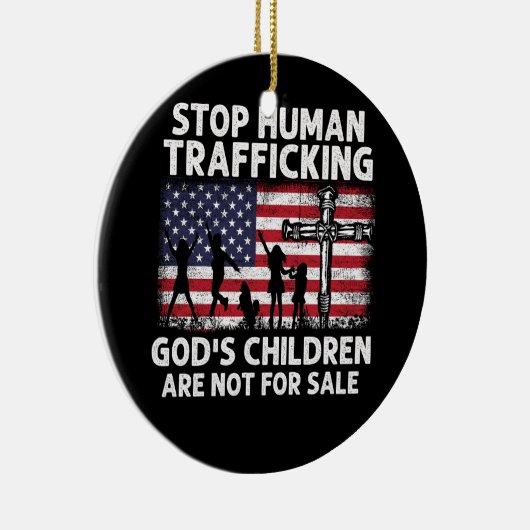 人ストップ身売買の神の子供は為ではない セラミックオーナメント (右)