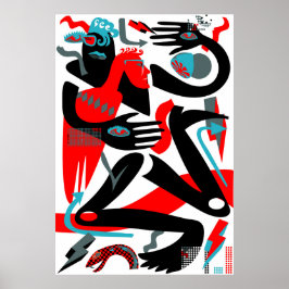 人モダン々イラストレーション ポスター