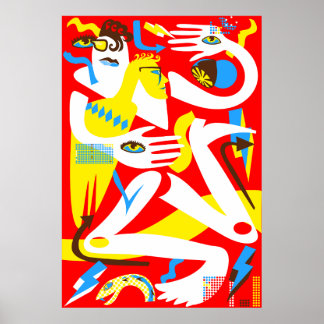 人モダン々イラストレーション ポスター