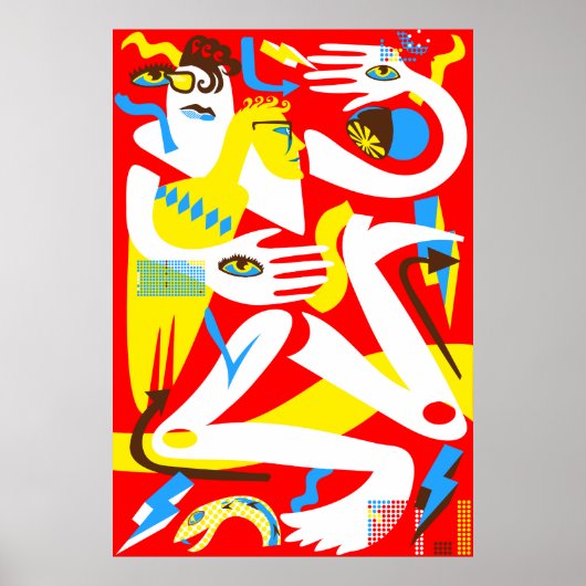 人モダン々イラストレーション ポスター (正面)