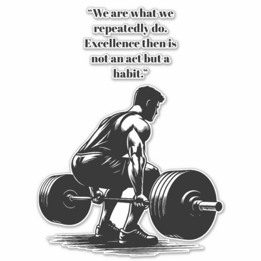 人リフティングウェイト体ビルダーアートイラストレーション シール (正面)