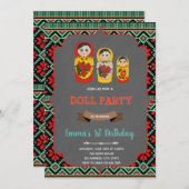 人ロシアの形誕生日招待 招待状 (正面/裏面)