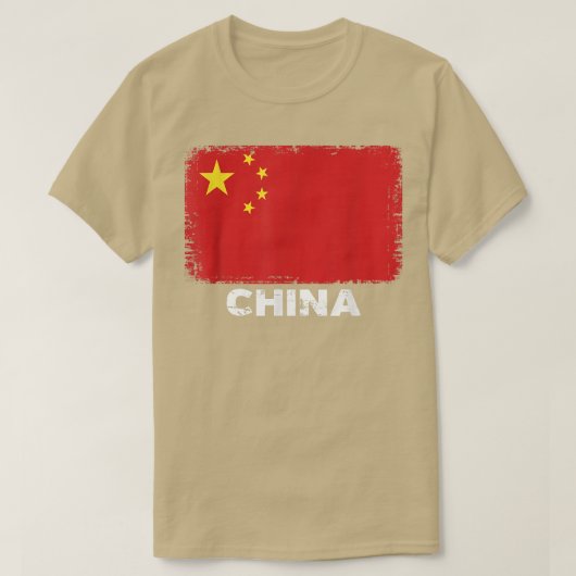 人中国の々ヴィンテージ中国フラグ Tシャツ (デザイン正面)