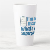 人事おもしろいのスーパーヒーロー カフェラテマグ (正面)