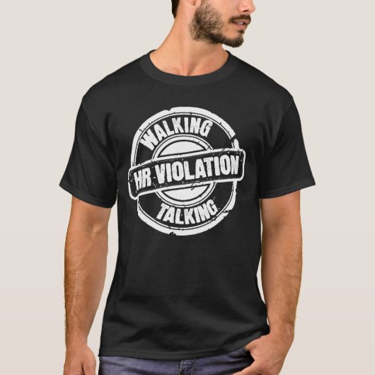 人事おもしろい歩く話しHR違反 Tシャツ (正面)