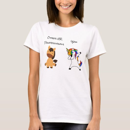 人事ユニコーン馬おもしろいHRギフト Tシャツ (正面)