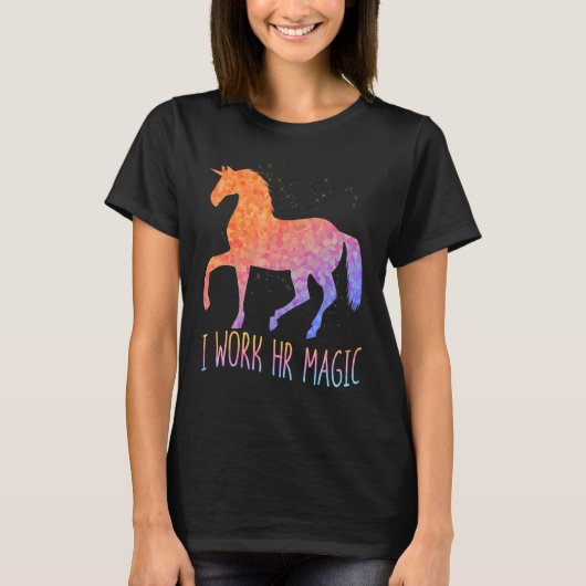 人事部の魔法のユニコーン　仕事の魔法　面白いグラフィック Tシャツ (正面)