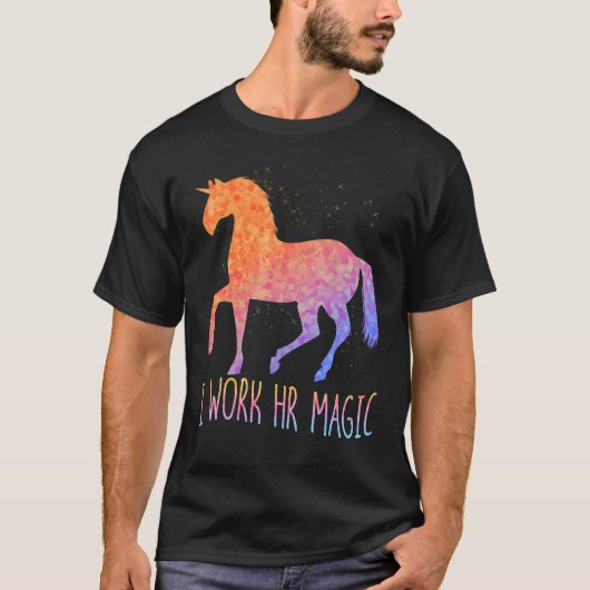 人事部の魔法のユニコーン 仕事の魔法 面白いグラフィック Tシャツ (正面)