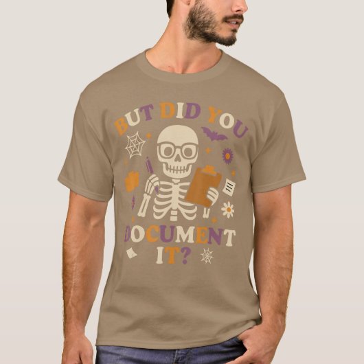 人事部(HR) ハロウィン でもちゃんと記録はとりましたか? Tシャツ (正面)