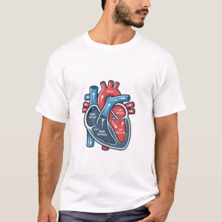 人体ハートスケッチ 医学イラスト Tシャツ