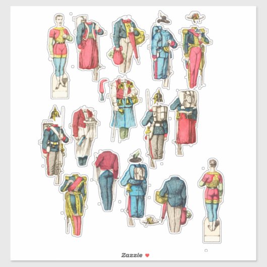 人兵ミニチュア紙人形 シール (シート)