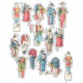 人兵ミニチュア紙人形 シール (正面)