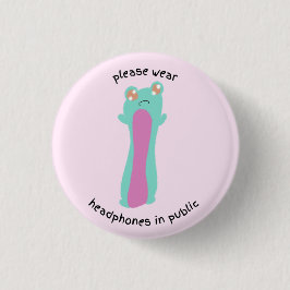 人前で衣服ヘッドフォンを使う 缶バッジ