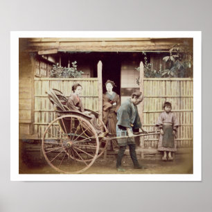 人力車の女性， c.1890s （カラー写真） ポスター