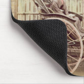 人力車の女性、c.1890s (着色された写真) マウスパッド (コーナー)