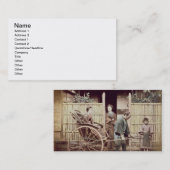 人力車の女性、c.1890s (着色された写真) 名刺 (正面/裏面)