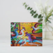 人力車アートの鳥はがき ポストカード (スタンド正面)