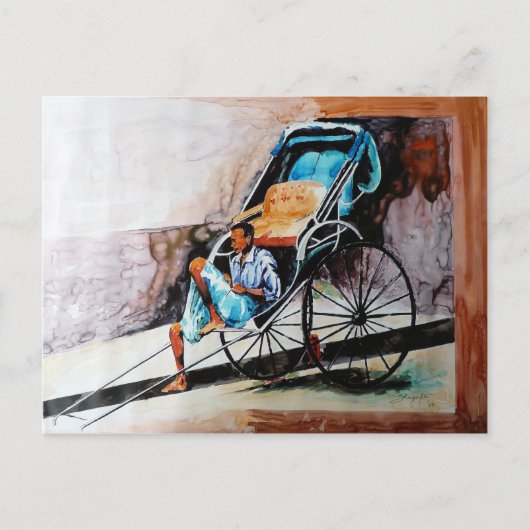 人力車引き ポストカード (正面)