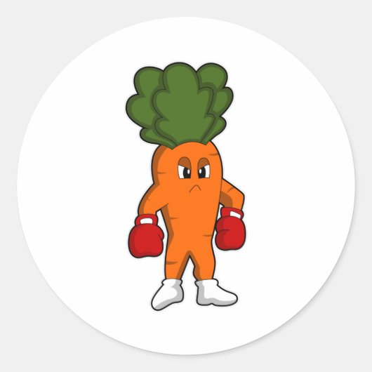 人参がボクサーでボクシング手袋 ラウンドシール (正面)