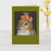 人参カード付きリス カード (黄色い花)