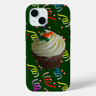 人参ケーキカップケーキと紙吹雪 iPhone 15ケース