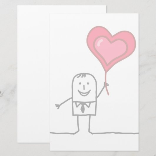 人及びハート 便箋 (正面/裏面)