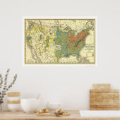 人口密度USAマップ1890 ポスター (キッチン)