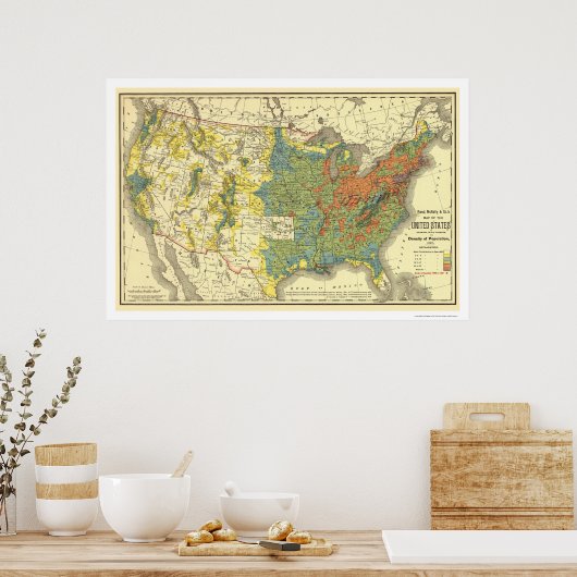 人口密度USAマップ1890 ポスター (キッチン)