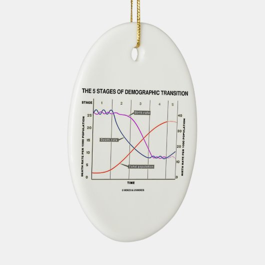 人口統計学の転移の5つのステージ セラミックオーナメント (右)