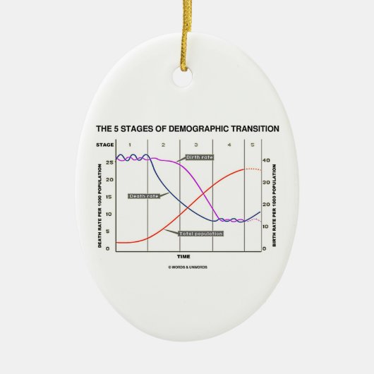 人口統計学の転移の5つのステージ セラミックオーナメント (正面)