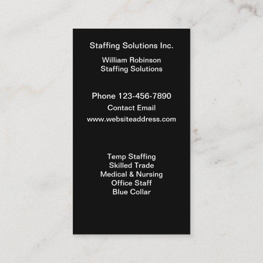 人員配置および人事テーマ 名刺 (裏面)