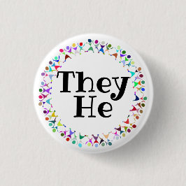 人型図形の中のThey+He代名詞 サークルボタン 缶バッジ