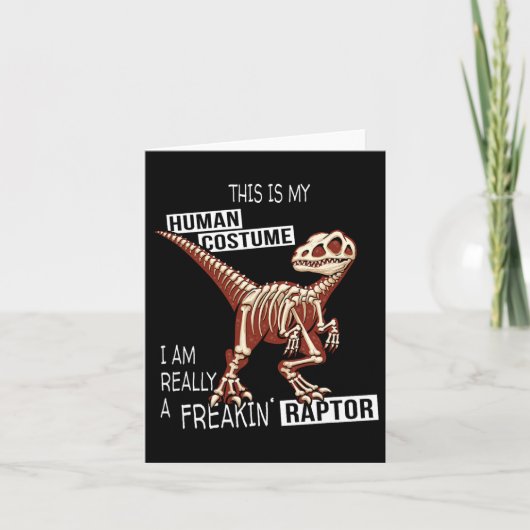 人型恐竜コスチューム ハロウィン 恐ろしい ヴェロキラプトル カード (正面)