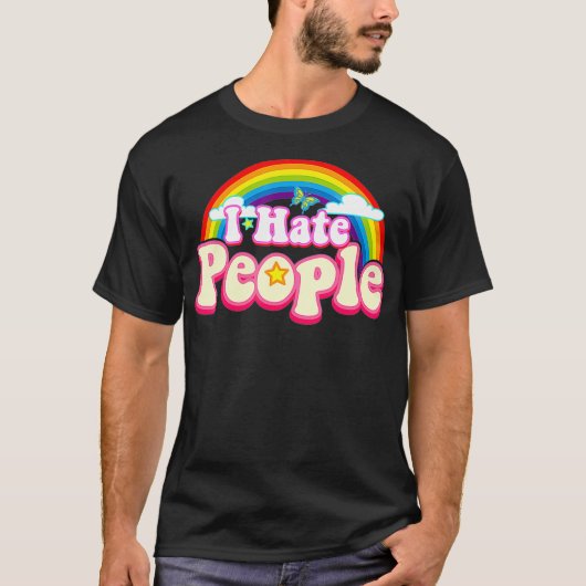 人嫌いな私 虹のテーマ 面白い内向的な人 Tシャツ (正面)