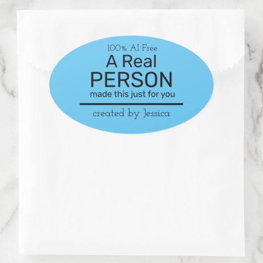 人実在(AI生成なし)メッセージ – ユーザー名 楕円形シール (バッグ)