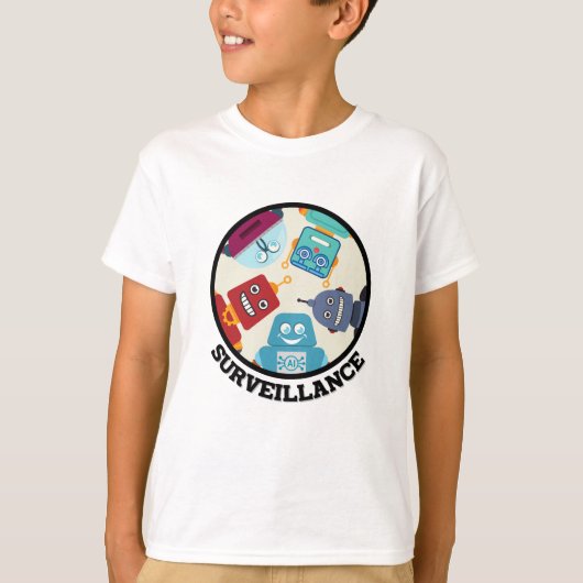 人工おもしろい知能監視ロボット Tシャツ (正面)