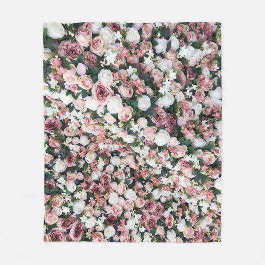 人工カラフル花：背鮮やか景 フリースブランケット (正面)