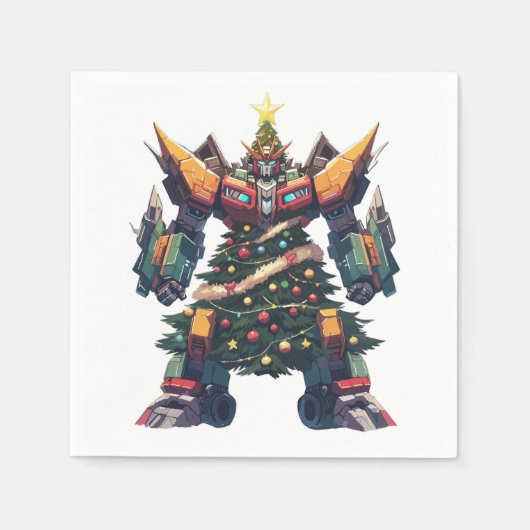 人工クリスマスツリーロボット スタンダードカクテルナプキン (正面)