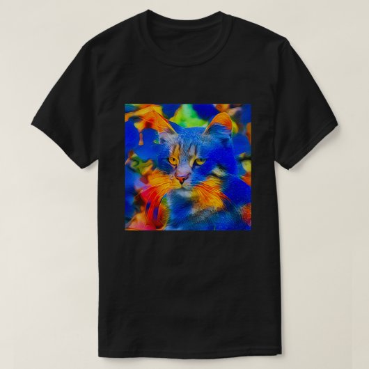 人工スタイル花野猫 Tシャツ (デザイン正面)