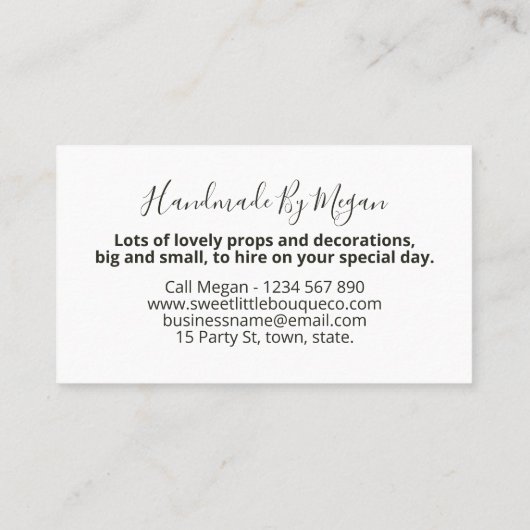 人工又は絹花花束花屋 名刺 (裏面)