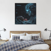 人工恵み – 母性ロボットとベビー キャンバスプリント (インサイチュ (寝室))