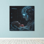 人工恵み – 母性ロボットとベビー キャンバスプリント (インサイチュ (ウッドフロア))