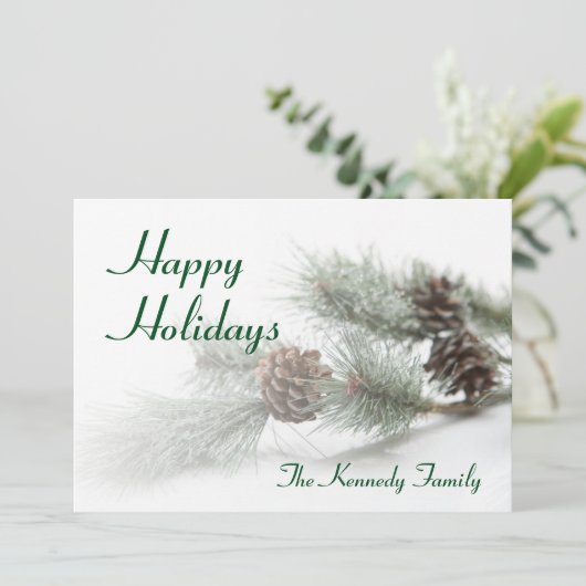 人工的なマツのマツ円錐形は氷と分岐します シーズンカード (スタンド正面)