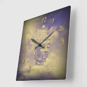 人工的な太陽を持つ彩色された雲に覆われた仏 スクエア壁時計 (傾斜)