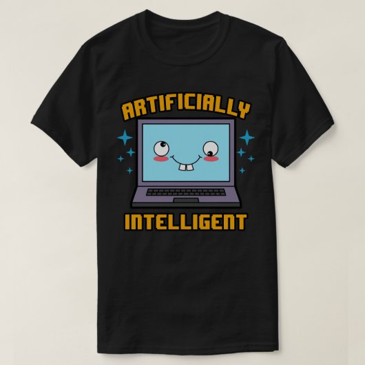人工的知性があるAIコンおもしろいピュータミーム Tシャツ (デザイン正面)