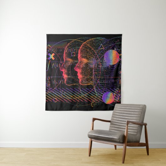 人工知能と仮想現実の概念 タペストリー (インサイチュ)